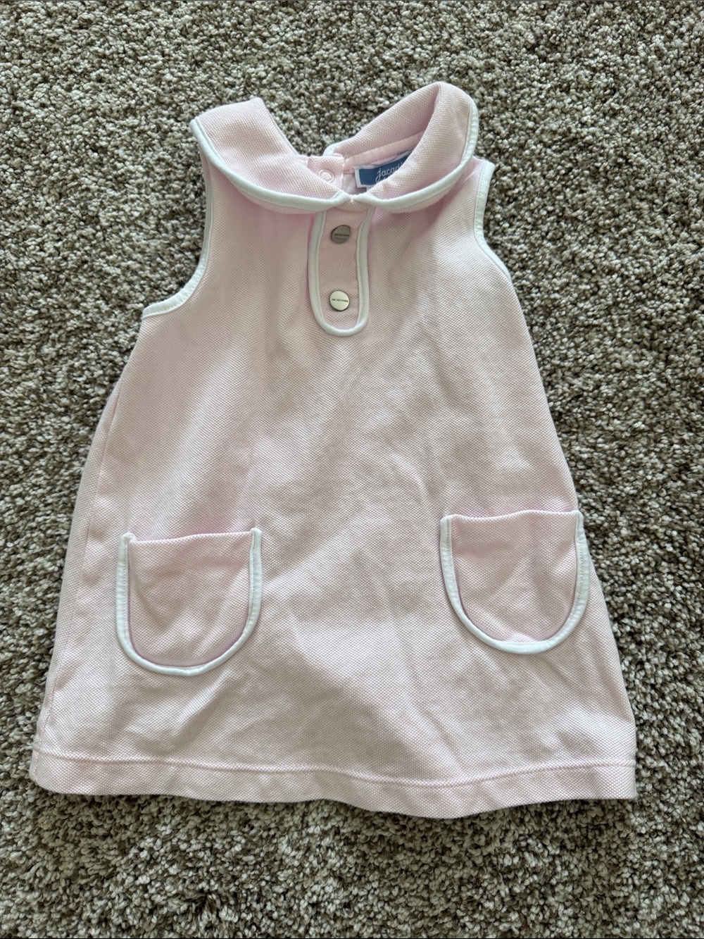 Jacadi Light Pink Sleeveless Peter Pan Collar Dress